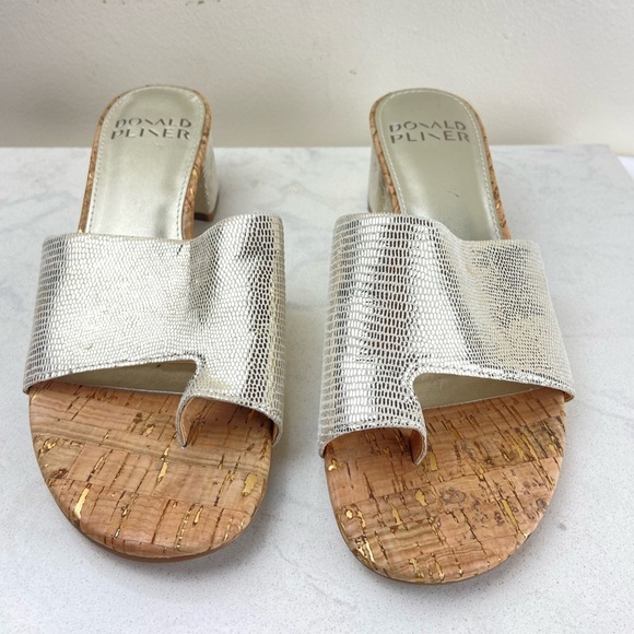 Donald Pliner Naia Embossed Metallic Sandals - Picture 5 of 9